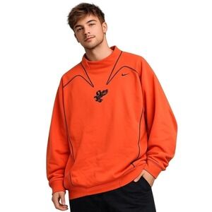 Nike Team Therma Fit Pullover Mens Large Orange Embroidered Eagle Sweatshirt